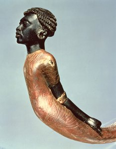 Figura de um homem africano do final de uma cana cerimonial, do túmulo de Tutancâmon (c.1370-52 aC) Novo reino (madeira e ébano) (ver também 149479) de Egyptian 18th Dynasty