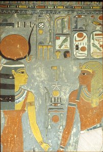Horemheb e Hathor, do túmulo de Horemheb (c.1323-1295 aC) New Kingdom (pintura de parede)