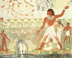 Caça e Pesca, do túmulo de Nakht, New Kingdom (pintura de parede)