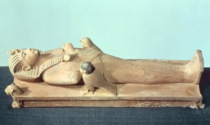 Imagem do rei em sua cama funerária, do túmulo de Tutancâmon (c.1370-52 aC) Novo Reino (madeira)