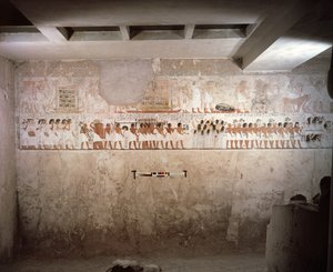 Interior do túmulo de Ramose, novo reino, c.1360 BC (pintura de parede)