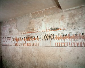 Interior do túmulo de Ramose, novo reino, c.1360 BC (pintura de parede) de Egyptian 18th Dynasty