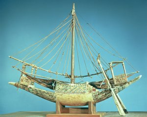 Modelo de um dos barcos faraós, do túmulo de Tutancâmon (c.1370-52 aC) Novo Reino (madeira)