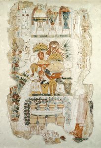Nebamun recebendo ofertas de seu filho, do túmulo de Nebamun, c.1350 aC (mural)