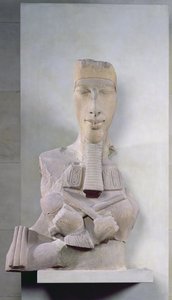 Osirid pilar de Amenophis IV (Akhenaton) de Karnak, período de Amarna, Novo Reino, c.1353-37 aC (arenito) de Egyptian 18th Dynasty