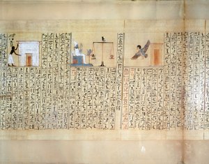 Papiro representando a pesagem do coração, do Livro dos Mortos de Maiherperi de Egyptian 18th Dynasty