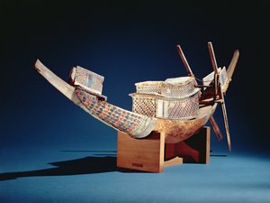 Modelo reduzido de um barco do Túmulo de Tutancâmon, Novo Reino, c.1347-37 aC (madeira)