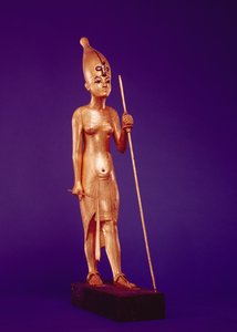 Estatueta do rei, do túmulo de Tutancâmon (c.1370-1352 aC) Novo reino (madeira dourada)