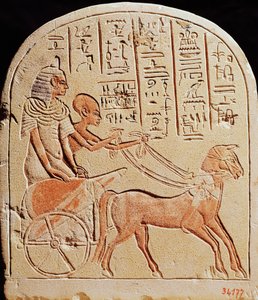 Estela representando um escriba dirigindo uma carruagem, de Tell El-Amarna, Novo Reino, c.1353-1337 aC