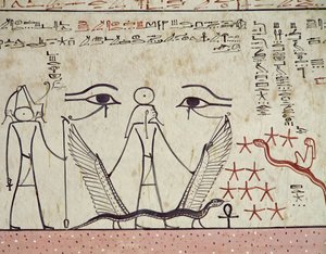 Os dois olhos místicos, do túmulo de Tutmés III (c.1504-1450 aC) Novo reino (mural)