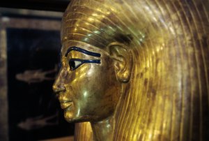 Sarcófago de Tjuya, do Túmulo de Yuya Tjuya, Vale dos Reis, Egito, Civilização egípcia, Novo Reino, Dinastia XVIII, Pormenor de Egyptian 18th Dynasty