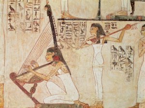 Dois músicos, do túmulo de Rekhmire, New Kingdom (pintura de parede)