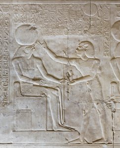 Basrelief, templo de Seti I, Abydos, Egipto de Egyptian 19th Dynasty