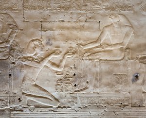 Basrelief, templo de Seti I, Abydos, Egipto de Egyptian 19th Dynasty