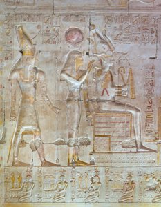 Relevo colorido, templo de Seti I, Abydos, Egipto de Egyptian 19th Dynasty