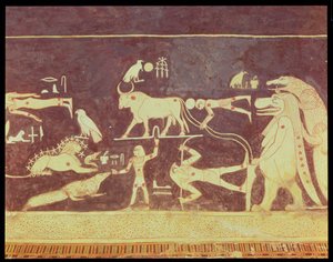 Constelações, da câmara funerária do túmulo de Seti I, New Kingdom, 1294-1279 aC (pintura de parede)