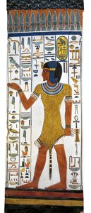 Egipto, Tebas, Luxor, Vale das Rainhas, Túmulo de Nefertari, pintura mural sobre pilar na câmara de enterro da 19ª dinastia de Egyptian 19th Dynasty