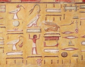 Hieróglifos, do túmulo de Seti I, New Kingdom (pintura de parede)