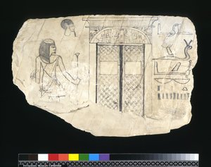 Ostracon, Novo Reino, c.1295-c.1186 aC (calcário pintado)