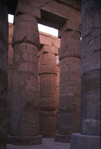 Colunas de Papiro com capitéis de botões no Salão Hipostilo do Templo de Amun, Novo Reino (foto) de Egyptian 19th Dynasty