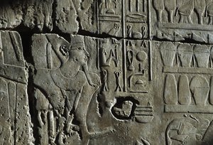 Relevo, Templo de Amon, Luxor, antiga Tebas (Lista do Património Mundial da UNESCO de Egyptian 19th Dynasty