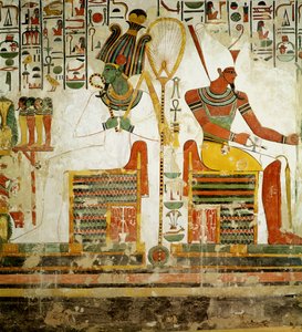 Os deuses Osiris e Atum, do túmulo de Nefertari, New Kingdom (pintura de parede)