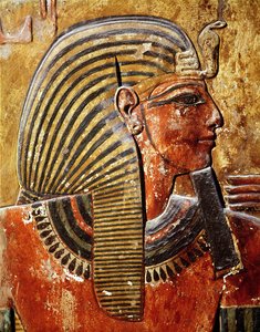 A cabeça de Seti I (r.1294-1279 aC) do túmulo de Seti, New Kingdom (pintura de parede)