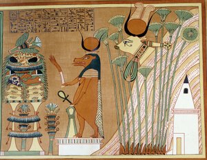 Thoueris e Hathor no papiro. O Colégio é semelhante ao papiro de Ani, de Tebas de Egyptian 19th Dynasty