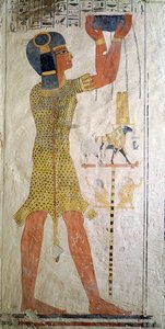 Um sacerdote Inmutef fazendo uma oferenda, do túmulo de Ramsés IX (r.1126-1108 aC) Novo Reino (pintura de parede)