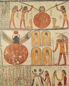 Detalhe do Livro da Terra, da câmara funerária do túmulo de Ramsés VI (r.1143-1136 aC) Novo Reino (pintura de parede)