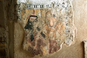 Antiquidade egípcia: representação de Shuroy e sua esposa em adoração. Pintura da Tumba de Shuroy (TT13). 20ª dinastia. 1190-1077 AC Necropole de Dra Abu el-Naga, Cisjordânia de Luxor, Egito. de Egyptian 20th Dynasty