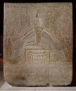 Isis Pterophor, do sarcófago de Ramesses III (c.11854-1153 aC) de seu túmulo no Vale dos Reis, Novo Reino (granito rosa)