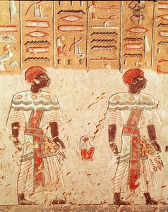 Nubians, do túmulo de Ramesses III (c.1184-1153 aC) New Kingdom de Egyptian 20th Dynasty