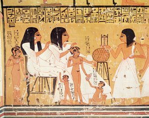 Os mortos, sua família e seus servos, do túmulo de Ankerkhe, túmulos de Workmens, New Kingdom (mural)