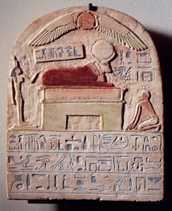 Estela calcária pintada de deus Apis de Egyptian 21st Dynasty