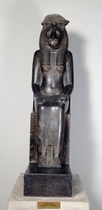 Antiquite egípcia: a divindade leoa Sekhmet com o cartucho do Rei Sheshonq I. Estátua de granito preto. 950-929 AC. Turim, museu egípcio.