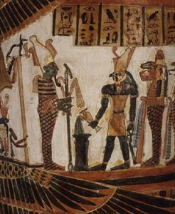 Osiris, detalhe da cartonagem de Nekhtefmet, Terceiro Período Intermediário, c.934-889 a.C. (linho rebocado e pintado) de Egyptian 22nd Dynasty