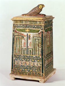 Jarra Canopic, de Saqqara, Late Period (madeira policromada e dourada)