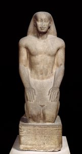 Estátua de Nakhtorheb ajoelhado, período Saite, c.595-589 aC (quartzito) (ver também 105657 e 280065)