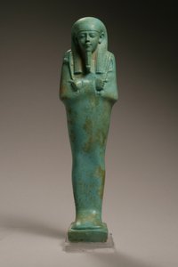 Figura de Ushabti para Hekaemsaf, almirante da frota, reinado de Amasis, 570-526 aC (faiança) (ver 270355 para reverso)