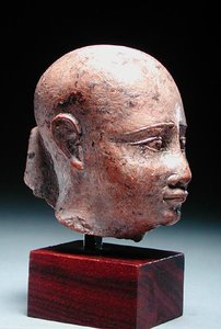 Cabeça masculina, c.350 BC (calcário) (ver também 185236) de Egyptian 30th Dynasty