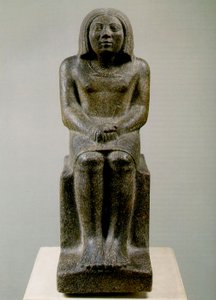 Figura masculina sentada, Egito, Ankh, 3ª dinastia (granito porfiróide)