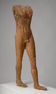 Figura de um homem, c.2494-2345 aC (madeira com traços de gesso e tinta)