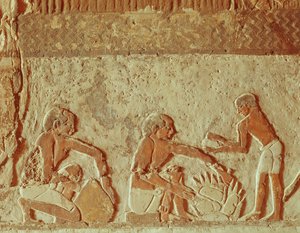 Relevo retratando a fabricação e cozimento de pão, Old Kingdom (pintura de parede)