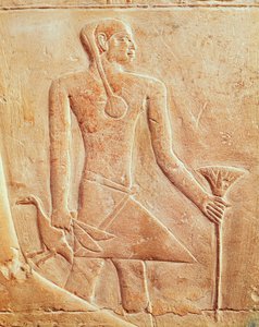 Servo e pássaro, alívio de Egyptian 5th Dynasty