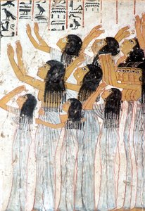 Antigo Egito, Pintura, Fresco, Mulheres lamentando no cortejo fúnebre, Túmulo de Ramose, Tebas de Egyptian Egyptian
