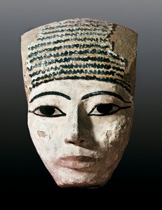 Antigo Egipto: Retrato de um sarcófago egípcio. Século XVII-XII av JC. Talha em madeira policromada. Monistrol de Montserrat, Museu de Montserrat. de Egyptian Egyptian