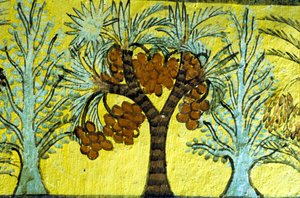 Egipto antigo, Pintura mural, Tâmaras e árvores, Túmulo de Sennedjem, Tebas, Deir el Medina de Egyptian Egyptian