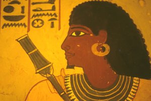Antigo Egipto, Pintura mural/fresco, Túmulo de Sennufer, Tebas/Luxor, Sennufer segurando o cetro, Presidente da Câmara de Tebas, superintendente sob Amenófis II de Egyptian Egyptian