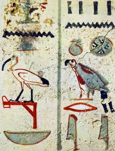 Hieróglifos egípcios de uma pintura mural de um túmulo de Egyptian Egyptian